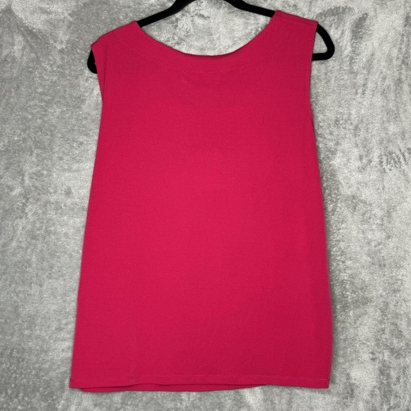 Jones Studio 1X Shirt Tank Top Fuchsia Pink Solid Sleeveless Scoop Neck Stretch - Picture 4 of 7